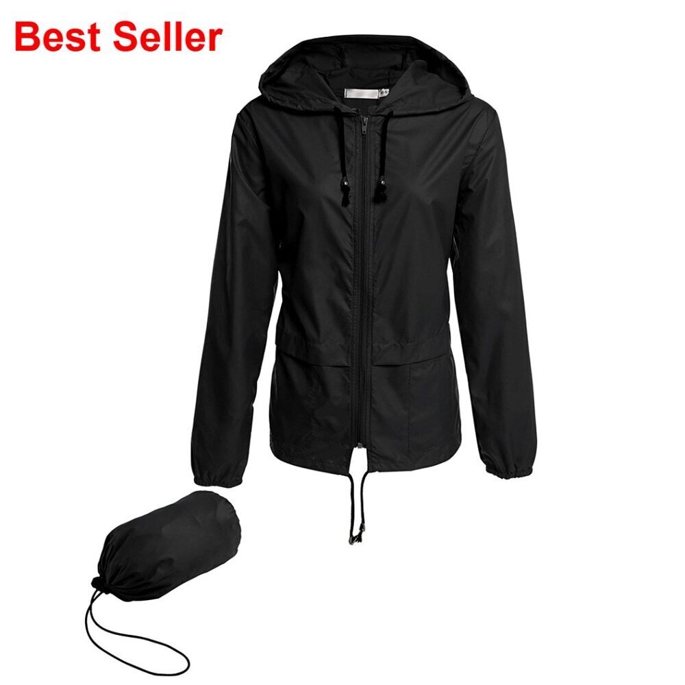 Lightweight Waterproof Rain Jacket Hooded Windbreaker Packable Outdoor